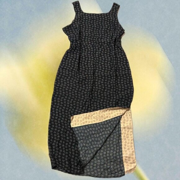 Norton Mcnaughton Pattern Dress Black Straight Side Friends era/style Maxi Dress - Picture 1 of 5